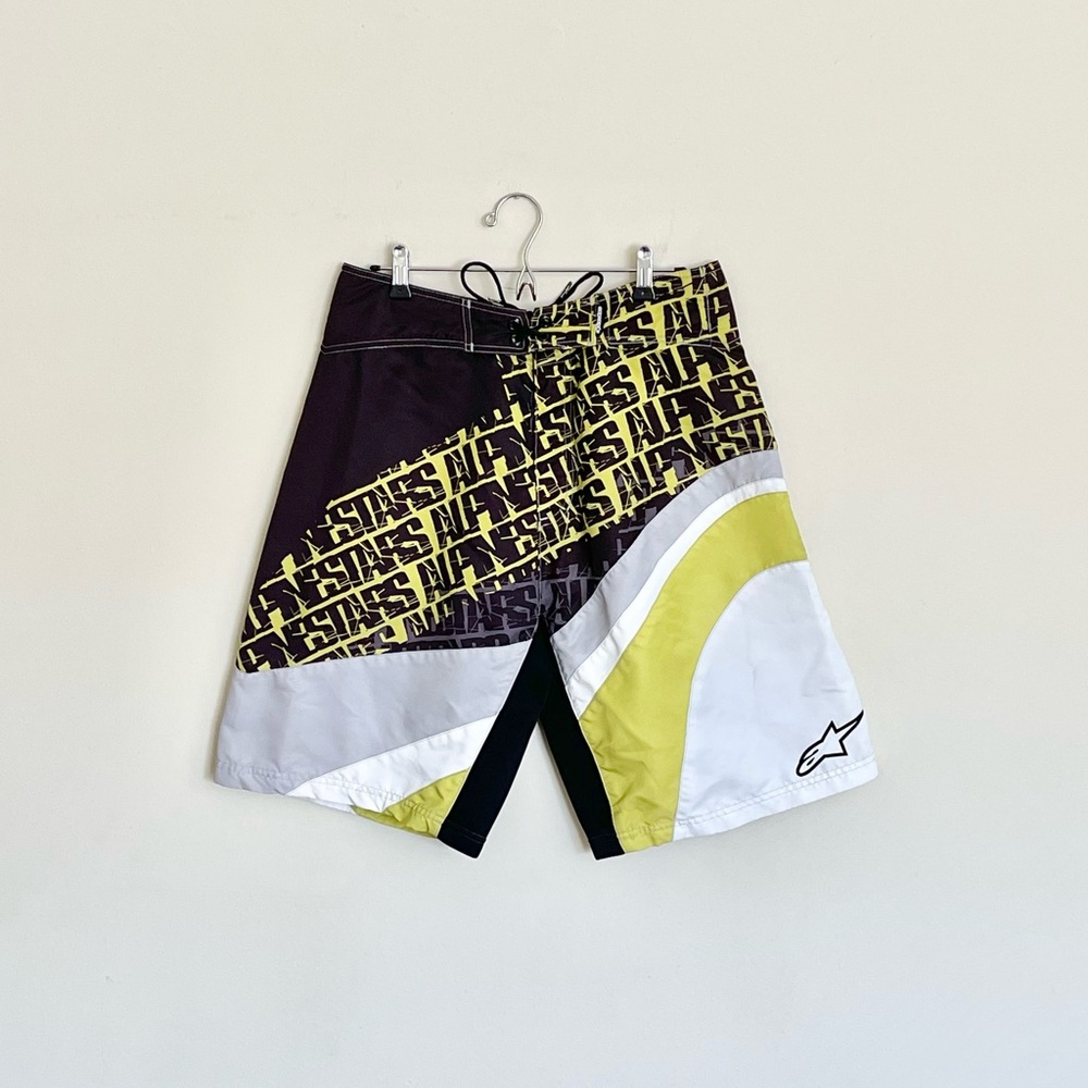 Alpinestars Racing Motocross Graphic Black Yellow White Board Shorts Men’s 32